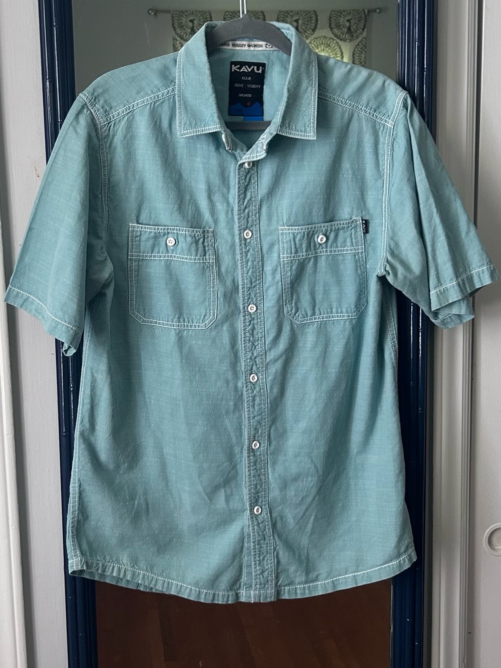 Kavu Men's Short-Sleeve Button-Up Shirt in Teal Size M